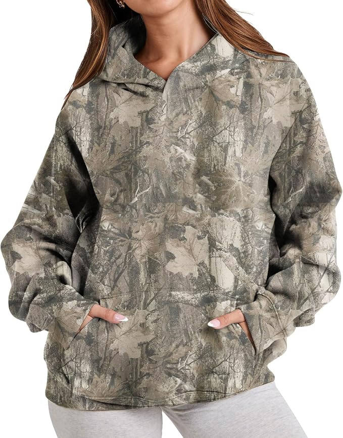 Tree Camo Print Pullover Hoodie