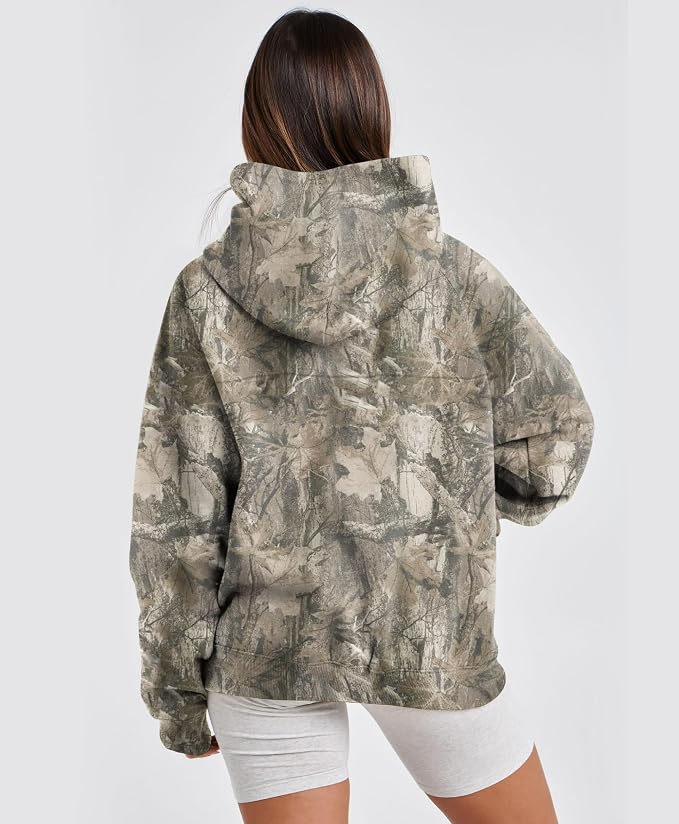 Tree Camo Print Pullover Hoodie