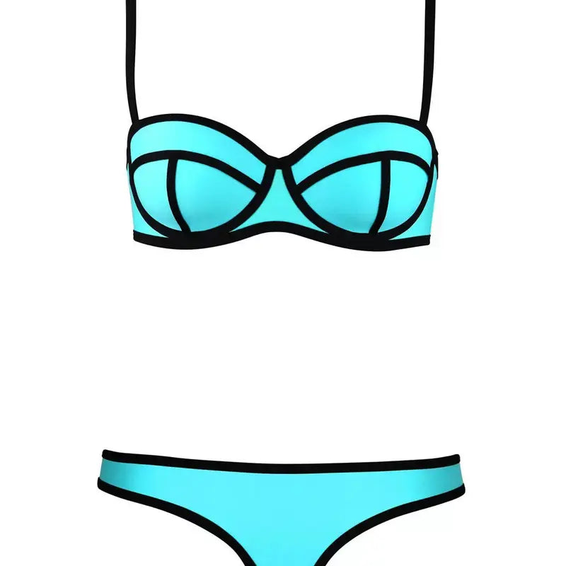 90s Retro Sporty Strappy Swimsuit with Contrast Trim