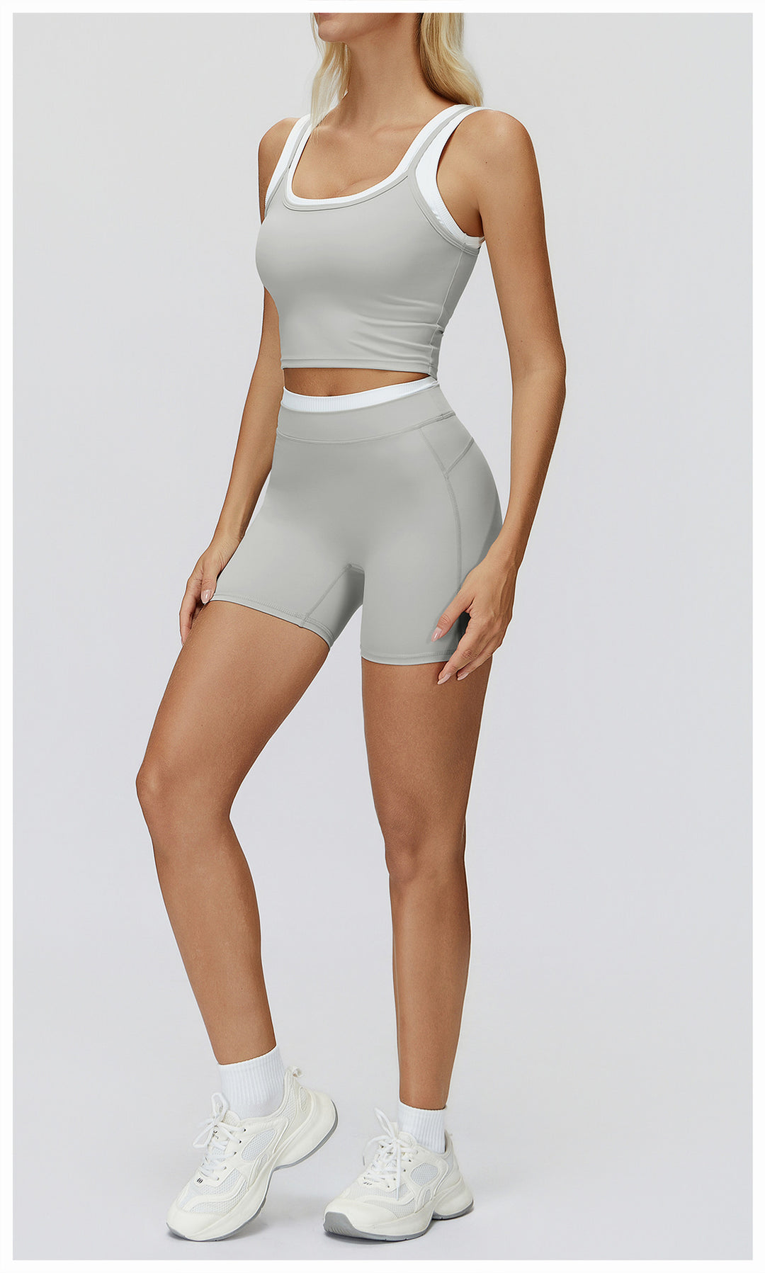 Mauve Contrast Trim Active 2-Piece Set: Cropped Tank &amp;amp; Tennis Skirt