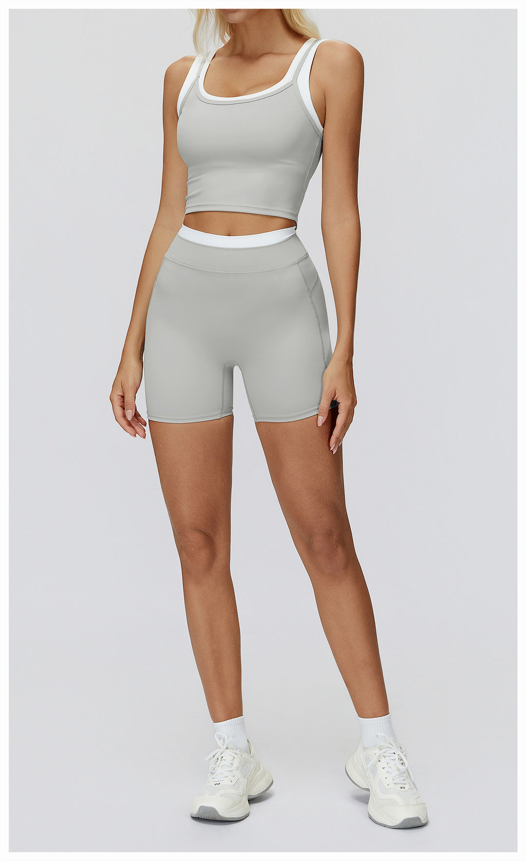 Mauve Contrast Trim Active 2-Piece Set: Cropped Tank &amp;amp; Tennis Skirt