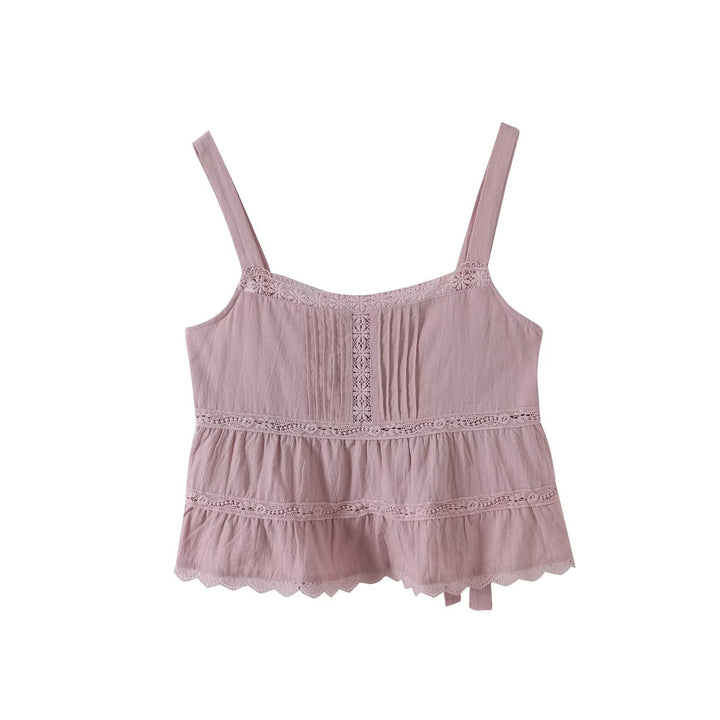 Lace Trim Tiered Cami Top