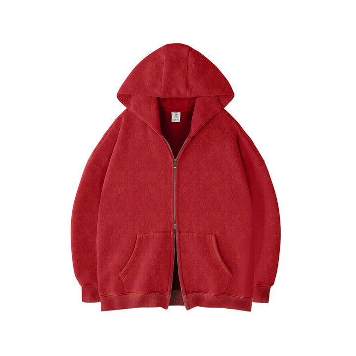 Casual Drop Shoulder Zip Hoodie