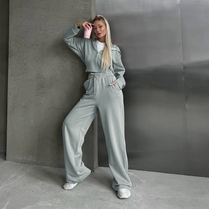 Casual Zip Hoodie Tracksuit Set