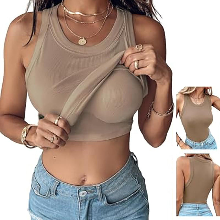 Ribbed Crew Neck Slim Fit Tank Top