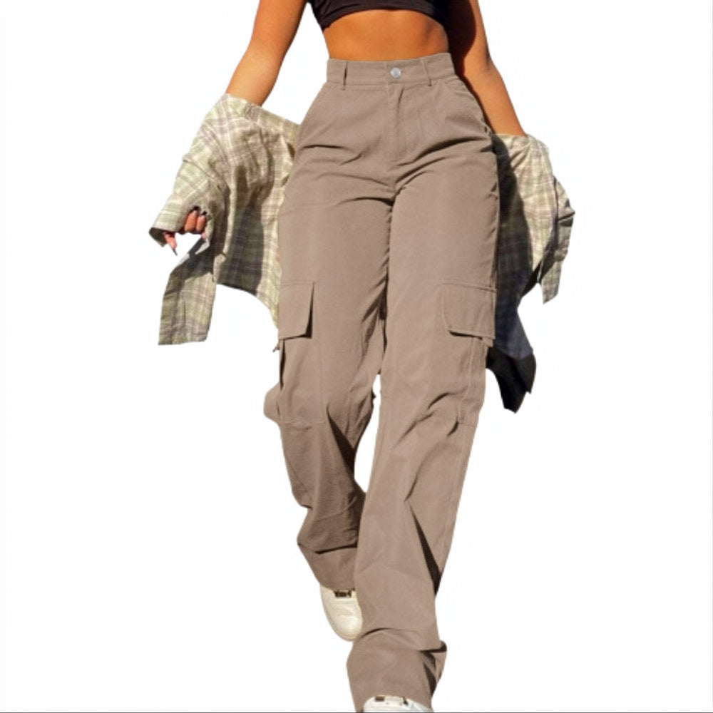 Casual Loose Fit Straight Leg Cargo Trousers