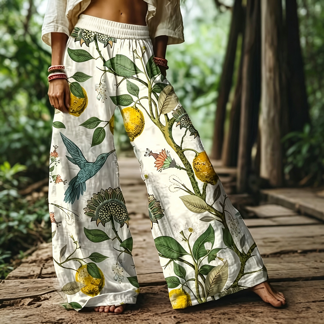 Ethnic Floral Print Palazzo Trousers