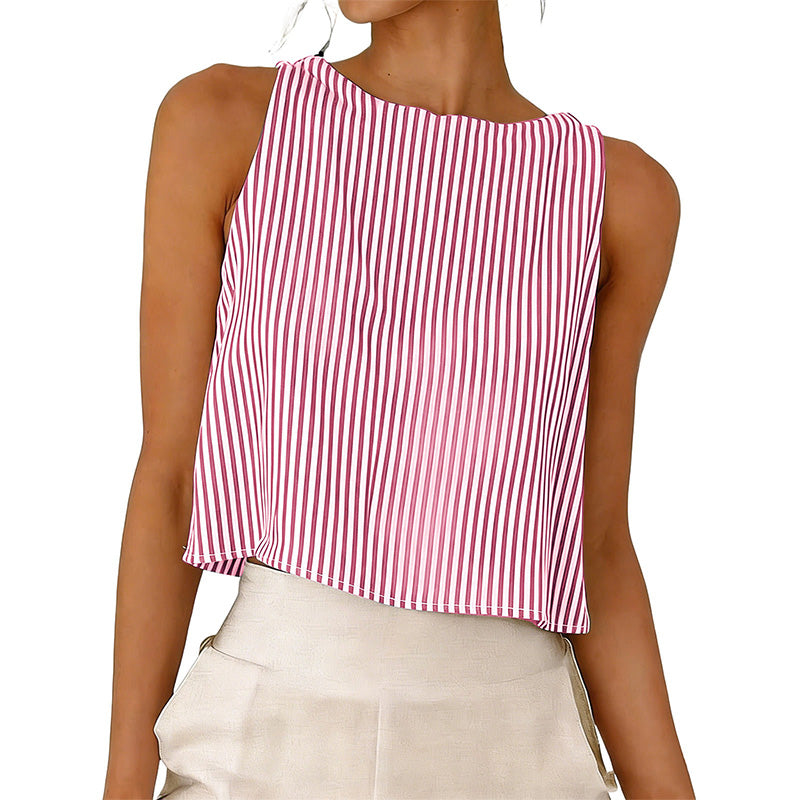 Sleeveless striped vest top