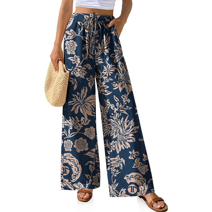 Printed loose-fitting wide-leg trousers