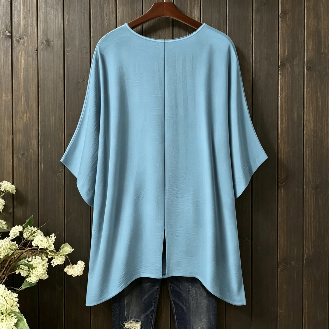 Plus Size Batwing Sleeve Round Neck Top