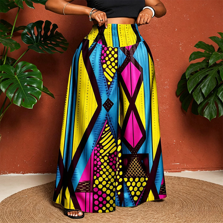 Plus Size Printed Loose Straight Leg Pants