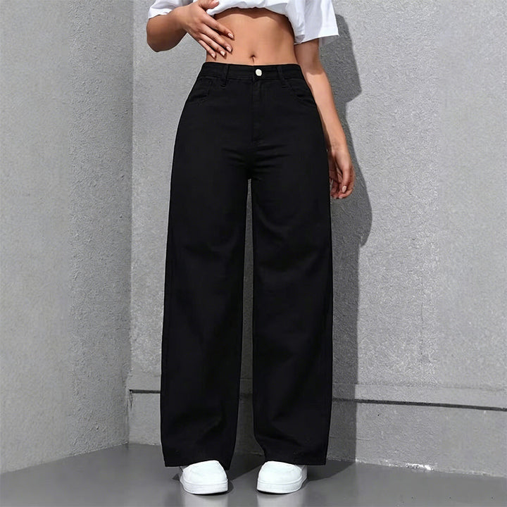 High-waisted slim-fit wide-leg pants