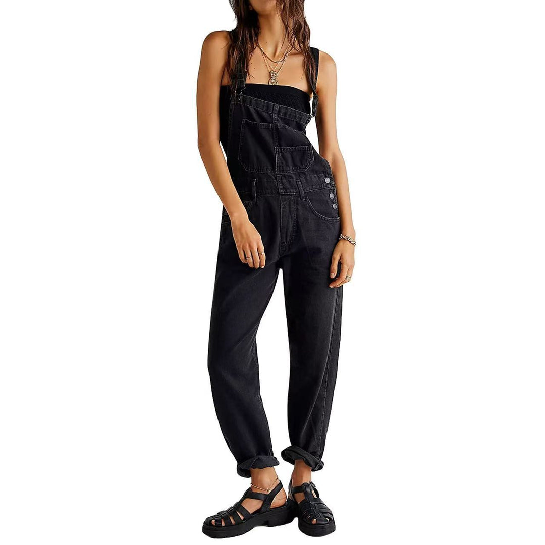 Loose-Fit Denim Overalls