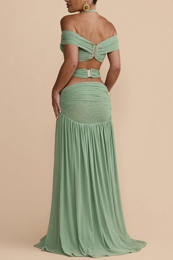 Cutout Halter Two-Piece Maxi Dress