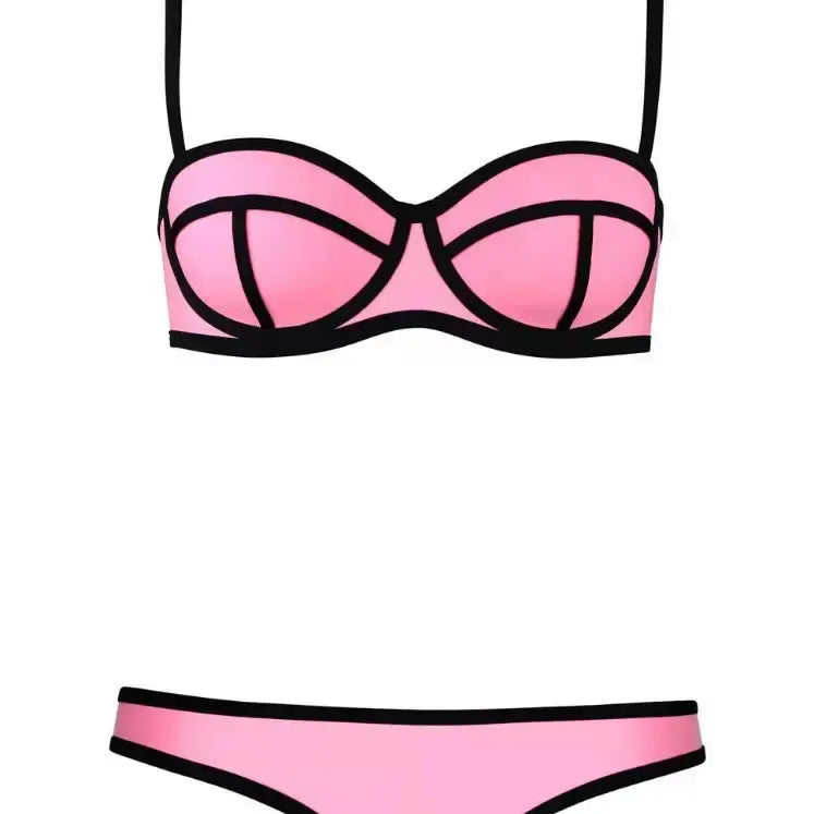 90s Retro Sporty Strappy Swimsuit with Contrast Trim