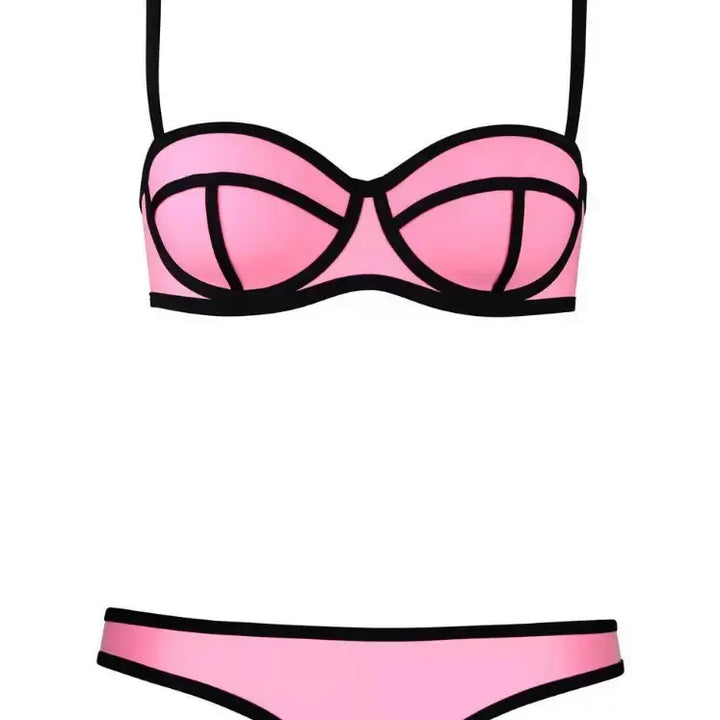 90s Retro Sporty Strappy Swimsuit with Contrast Trim