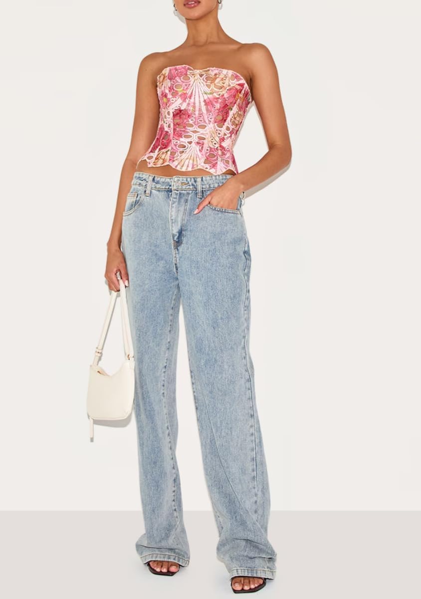 Pink Butterfly Lace Corset Top