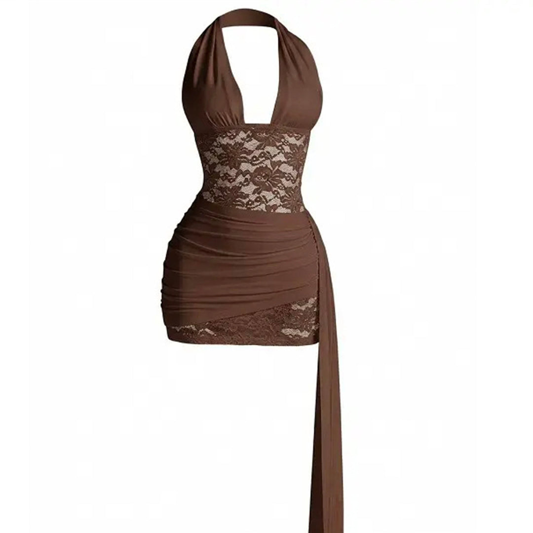 Lace Halter Mini Dress