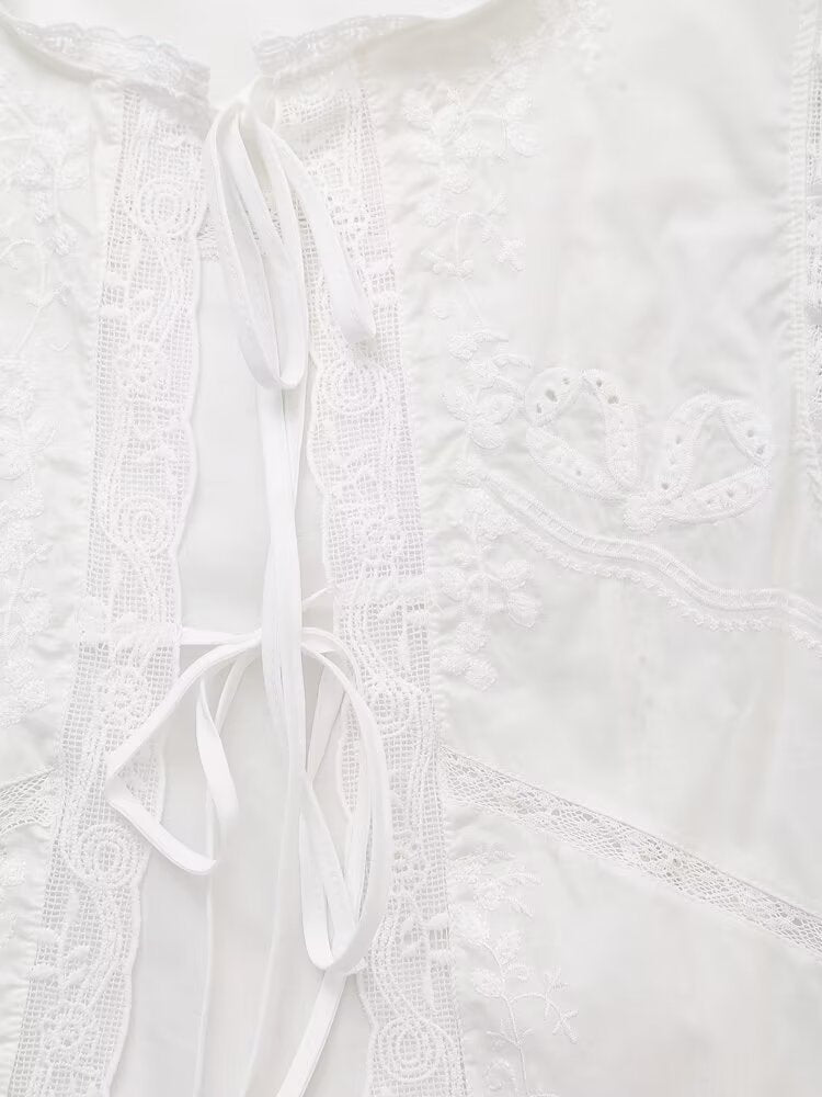 Lace Trim Tie-Front Cropped Vest | Romantic detail. Effortless layering.