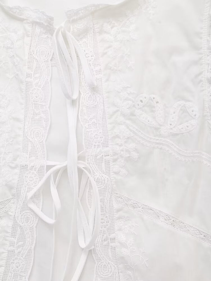 Lace Trim Tie-Front Cropped Vest | Romantic detail. Effortless layering.