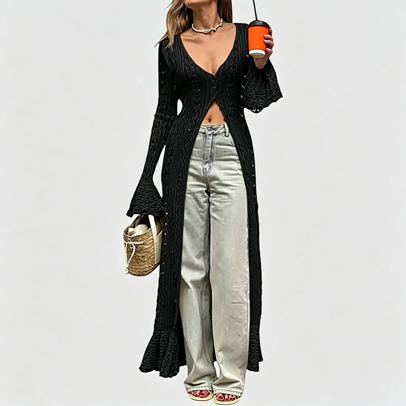 Cut-out Ruffled Flared-Sleeve Jacket