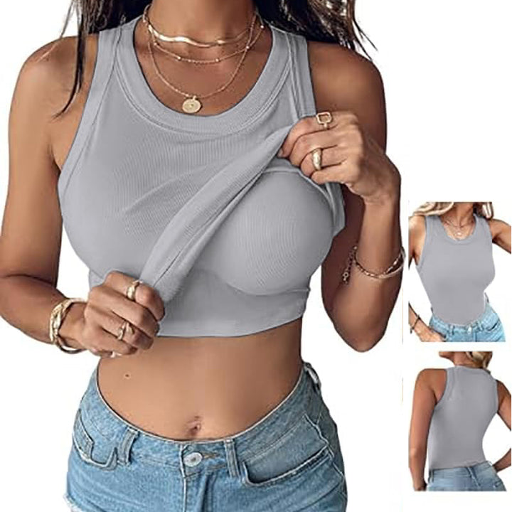 Ribbed Crew Neck Slim Fit Tank Top