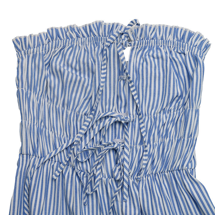 Strapless Keyhole Striped Wide-Leg Jumpsuit