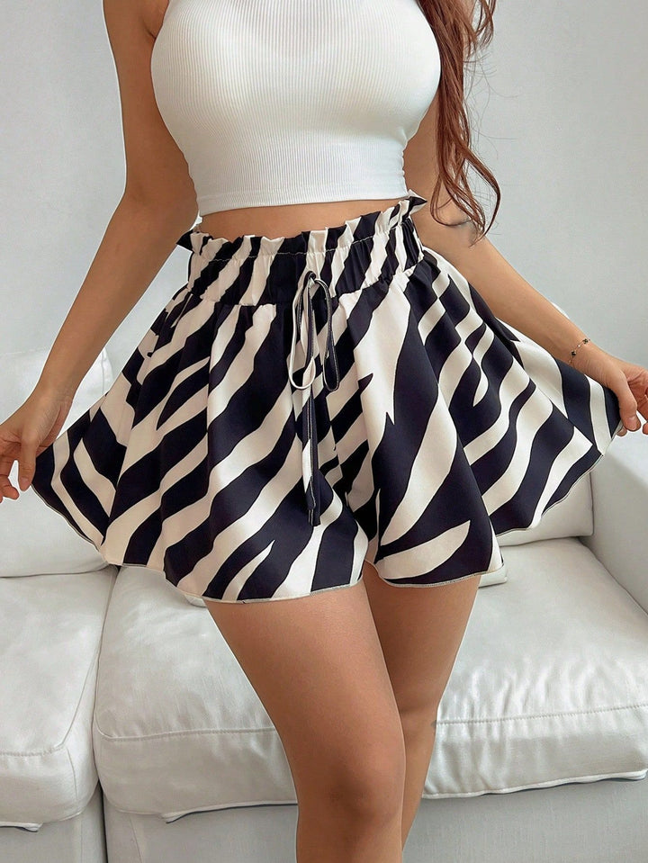 Leopard Print Paperbag Waist Shorts
