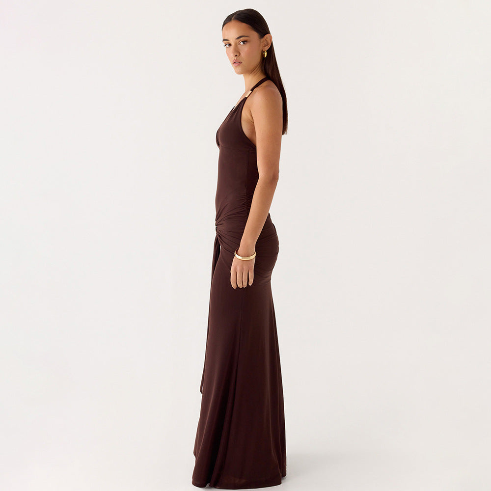 Mint Green Halter Neck Mesh Maxi Dress