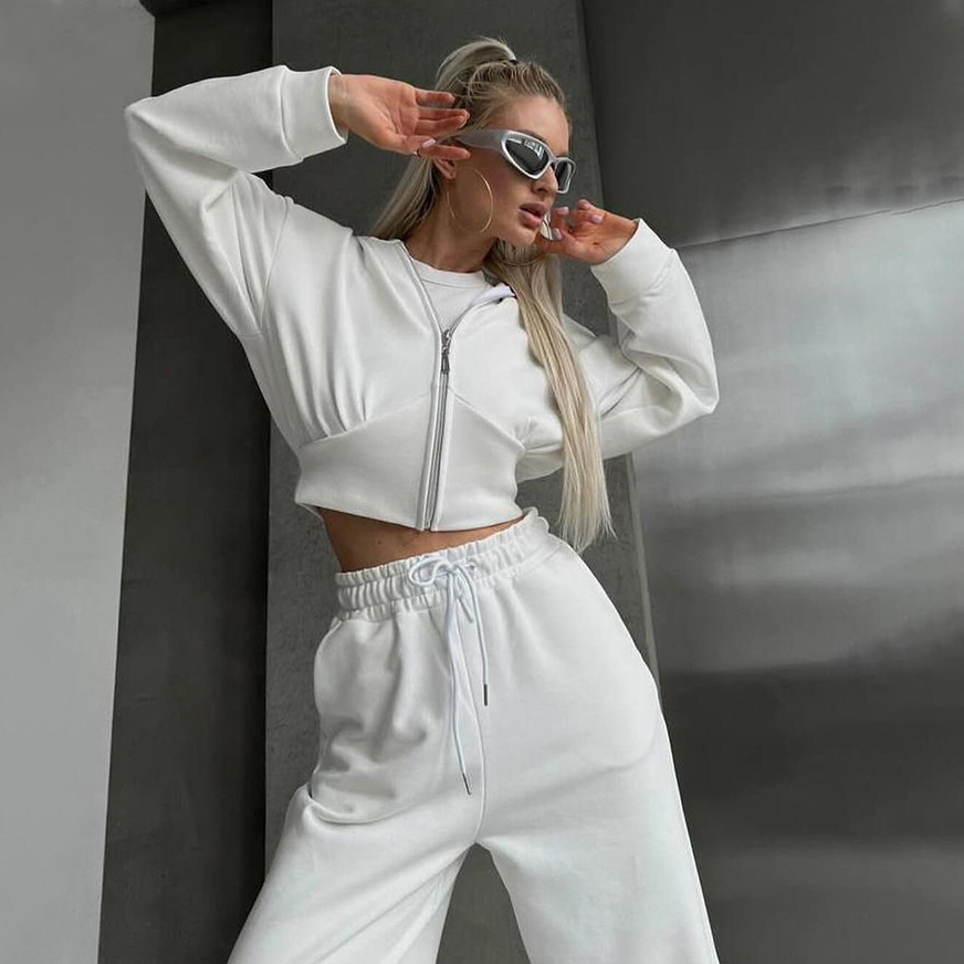 Casual Zip Hoodie Tracksuit Set