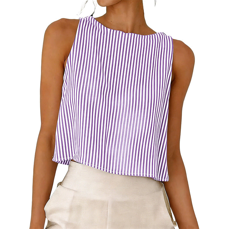 Sleeveless striped vest top