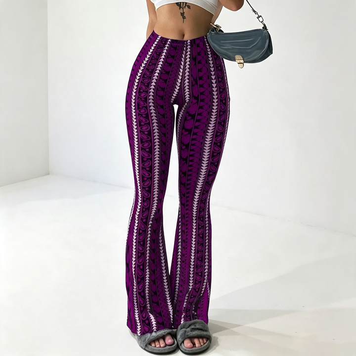 Geometric Print High‑Waist Flare Pants