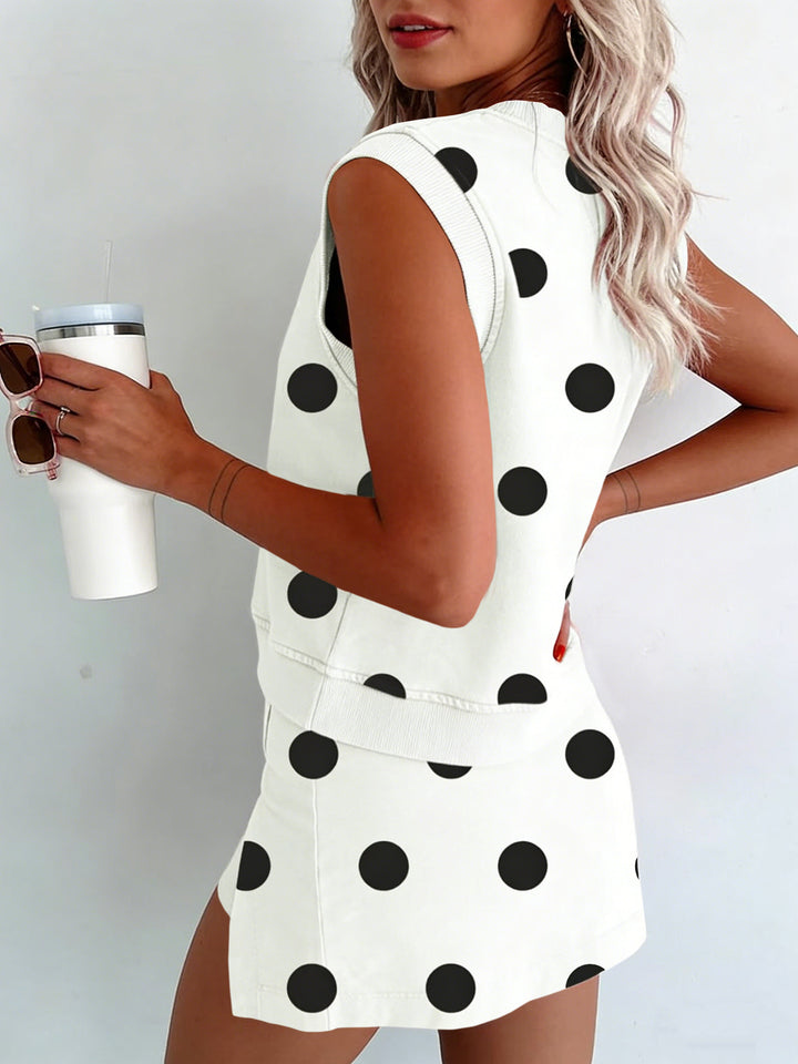 Polka Dot Sleeveless Skort Set