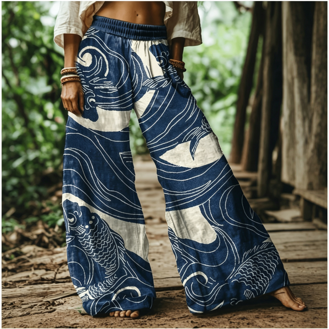 Ethnic Floral Print Palazzo Trousers