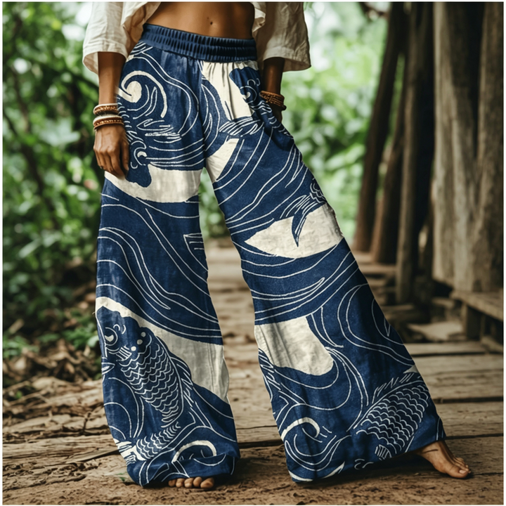 Ethnic Floral Print Palazzo Trousers