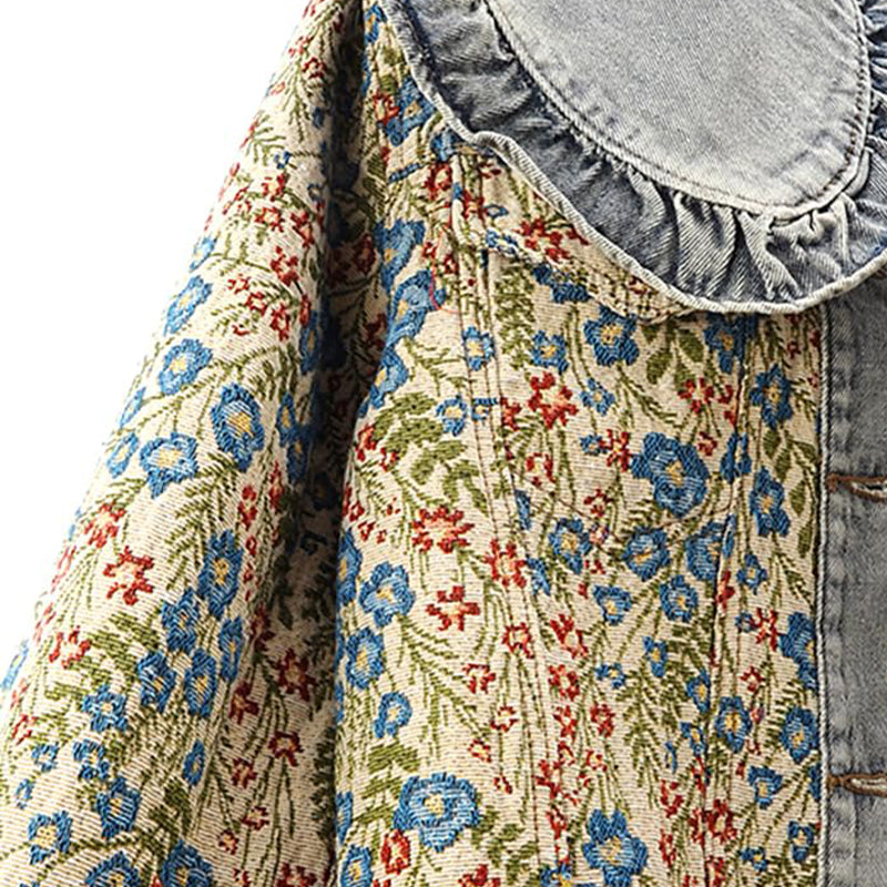 Retro ruffled denim jacket