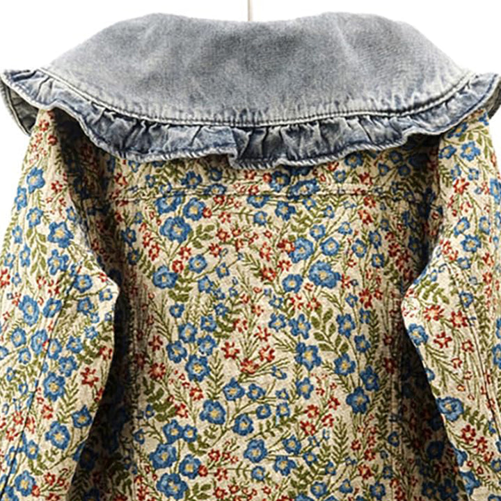 Retro ruffled denim jacket