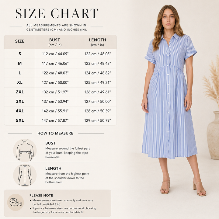 Striped Button-Down Midi Shirt Dress