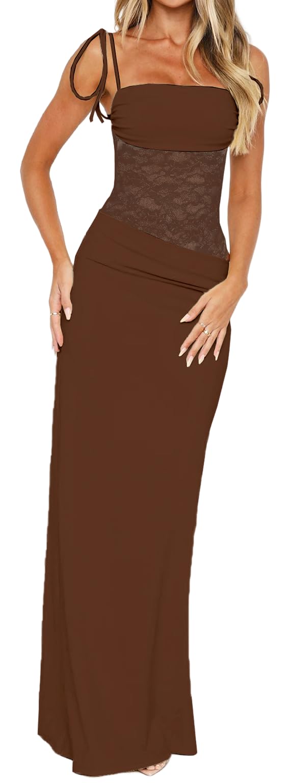 Lace-panel camisole dress