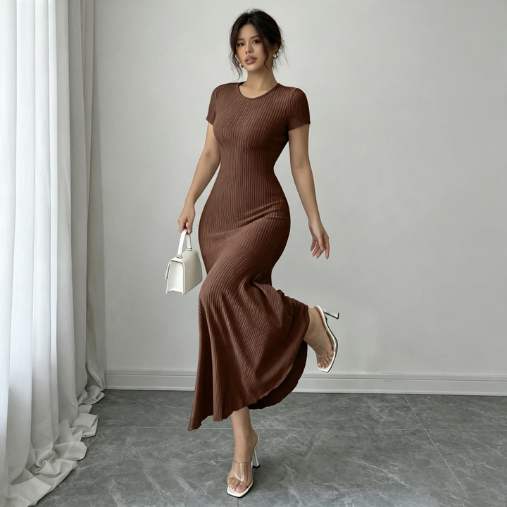 Knitted bodycon fishtail maxi skirt