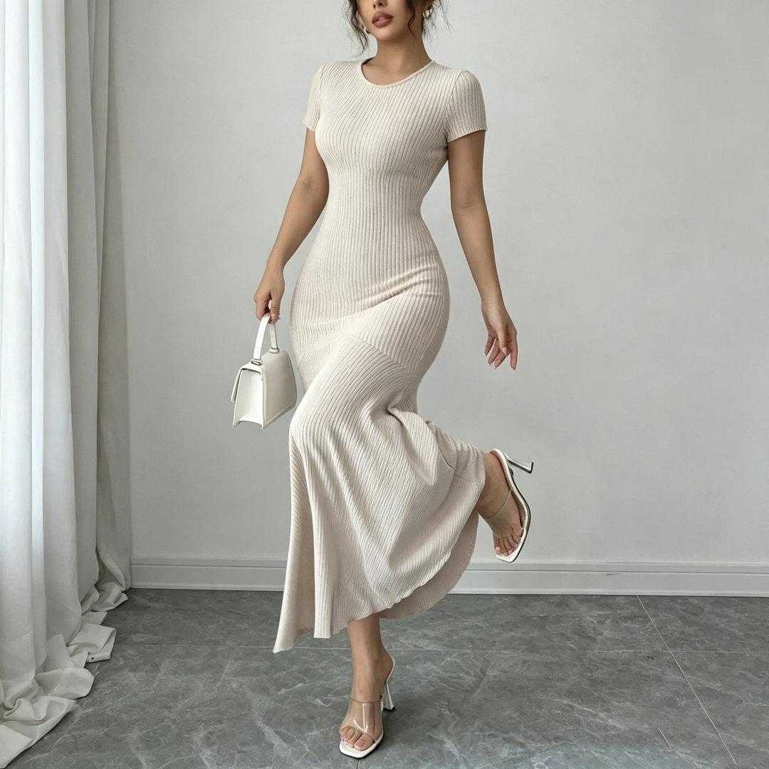 Knitted bodycon fishtail maxi skirt