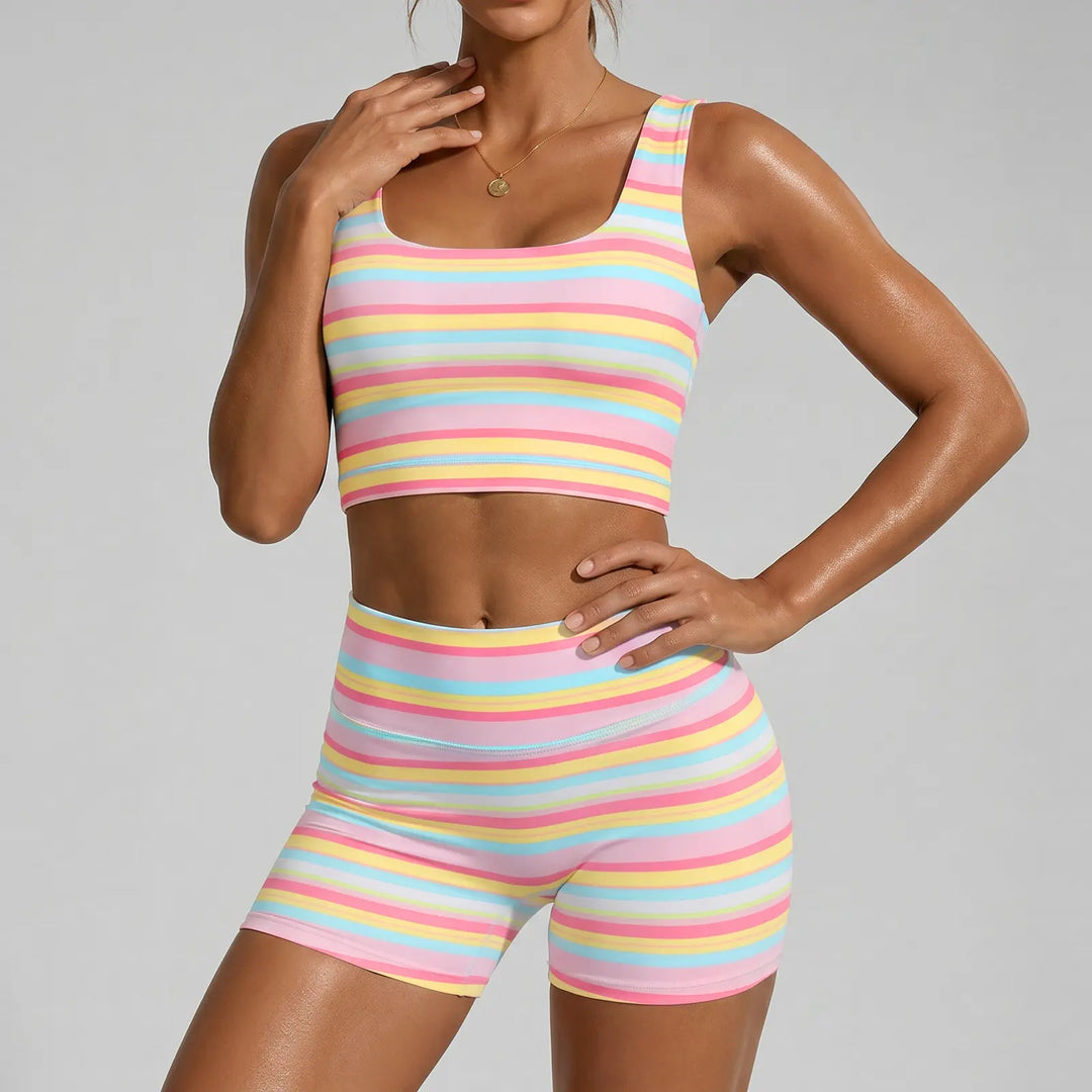 Rainbow Stripe Two Piece Set
