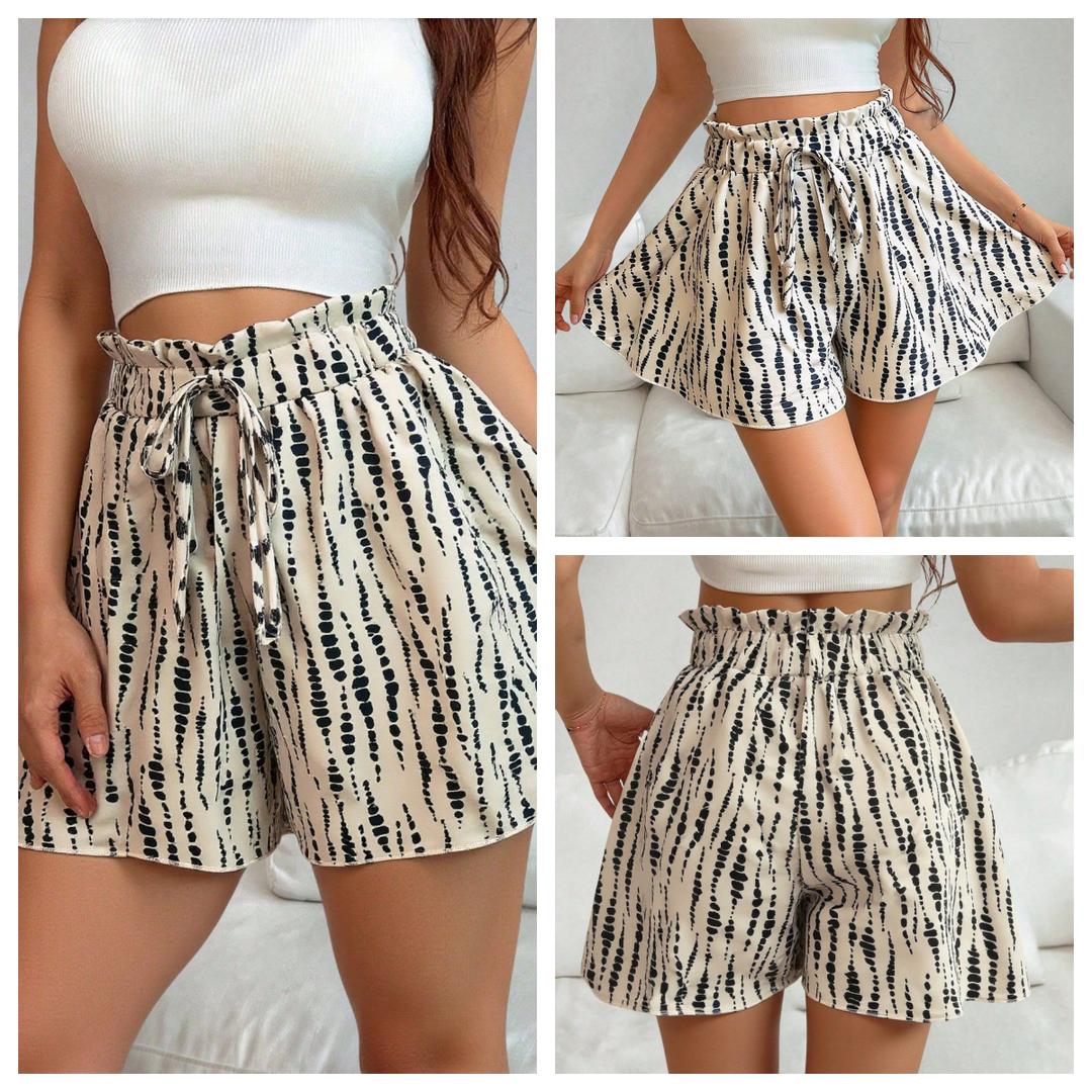 Leopard Print Paperbag Waist Shorts