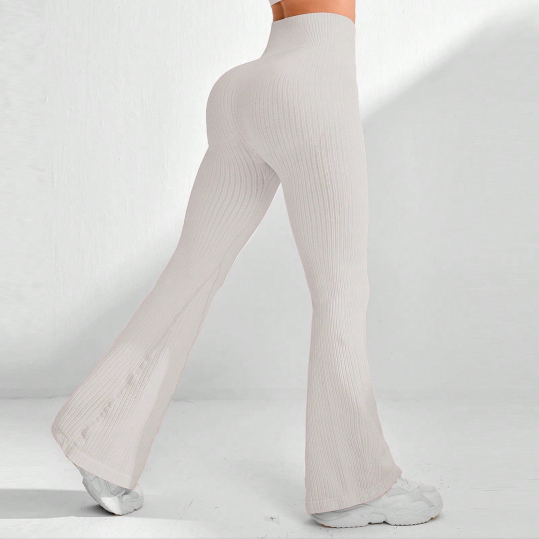 Ribbed High Waist Flare Pants