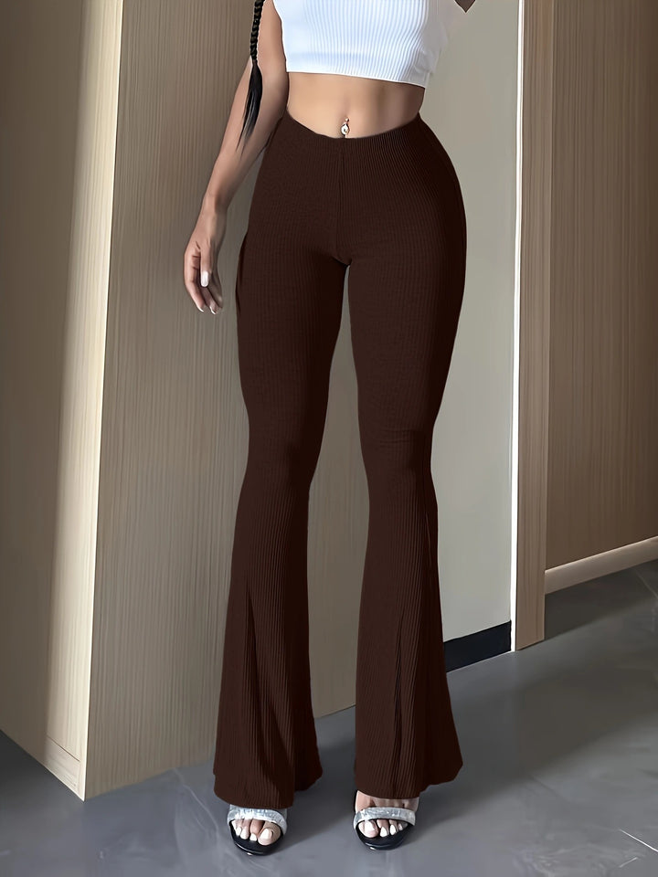 Ribbed High Waist Flare Pants