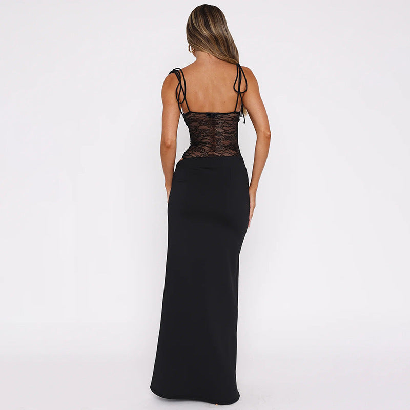 Sheer Lace Waist Maxi Dress