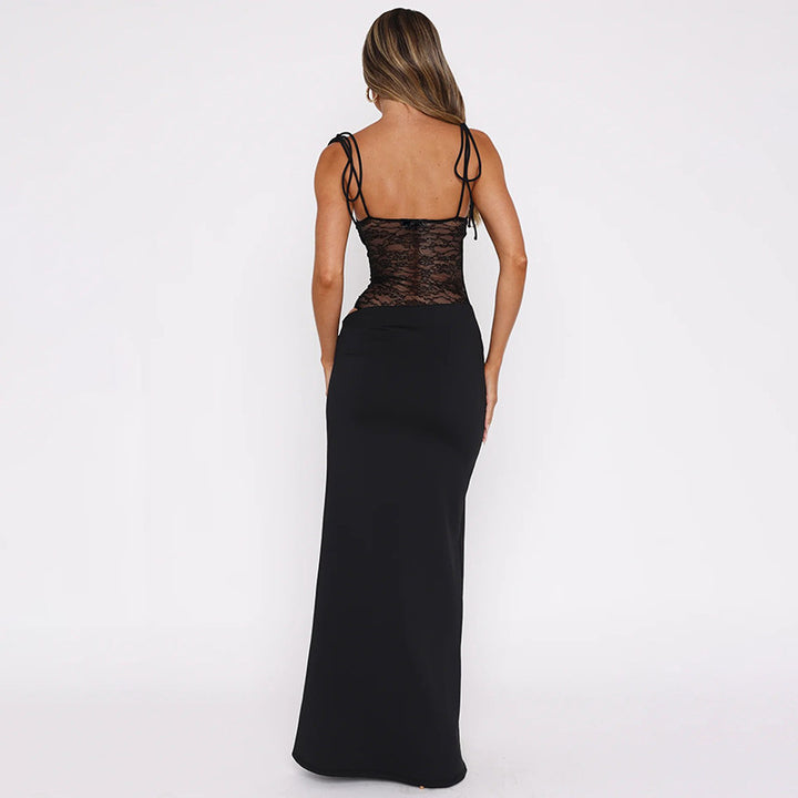 Sheer Lace Waist Maxi Dress