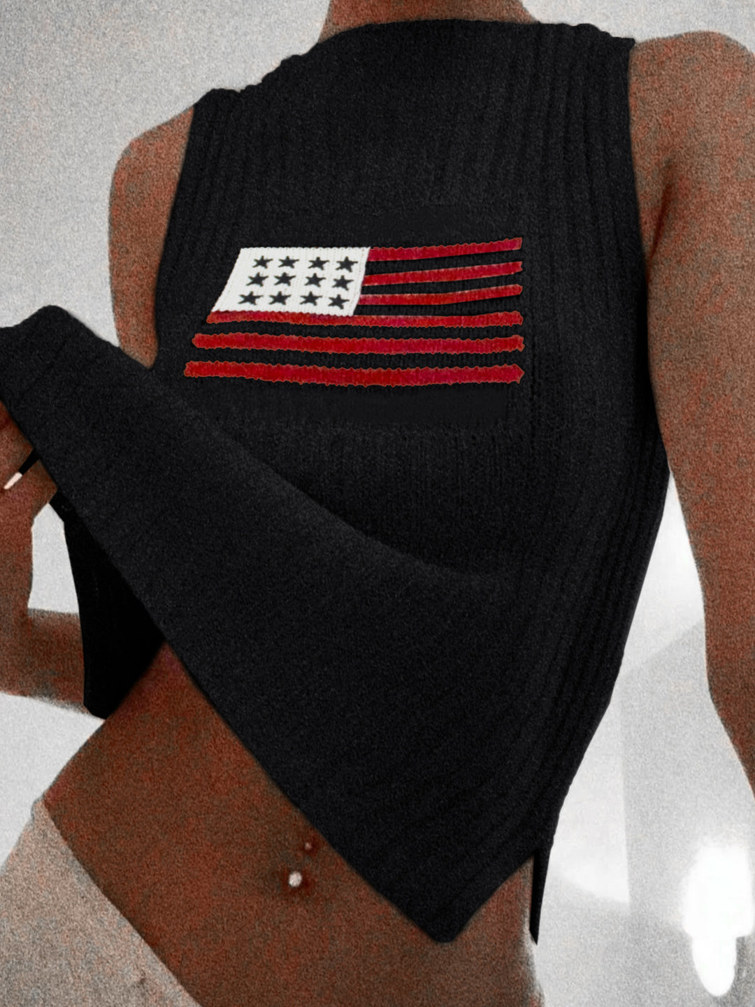 Ribbed knit sleeveless cropped tank top