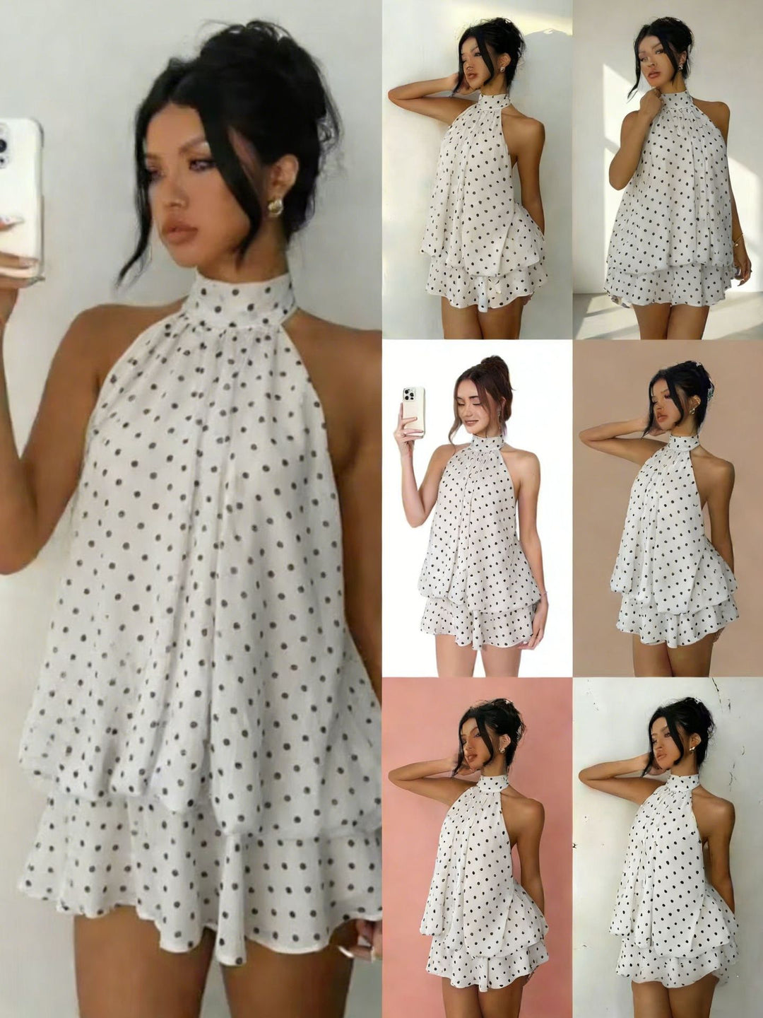 Halter Neck Chiffon Mini Dress