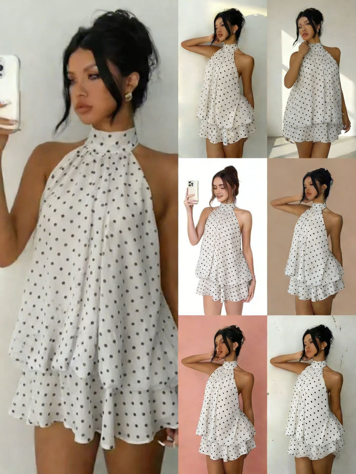 Halter Neck Chiffon Mini Dress
